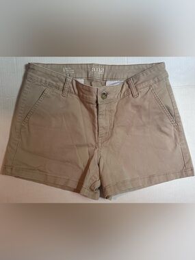 a.n.a Beige Mid-Rise Twill Shorts